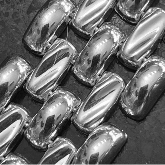 Big mirrored polished sterling silver stampato statement bracelet vintage QVC